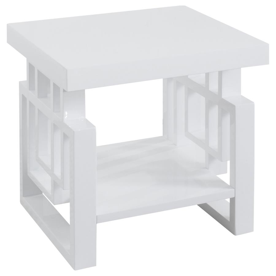 Schmitt Rectangular Side End Table White High Gloss (image for) Schmitt Rectangular Side End Table White High Gloss