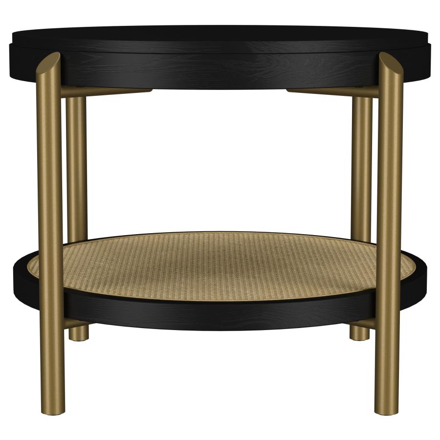 Arini 2-piece Round Coffee and End Table Set Black