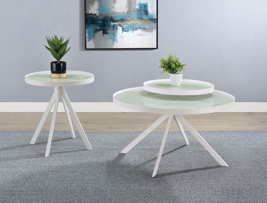 (image for) Briggs 2-piece Round Coffee and End Table Set White