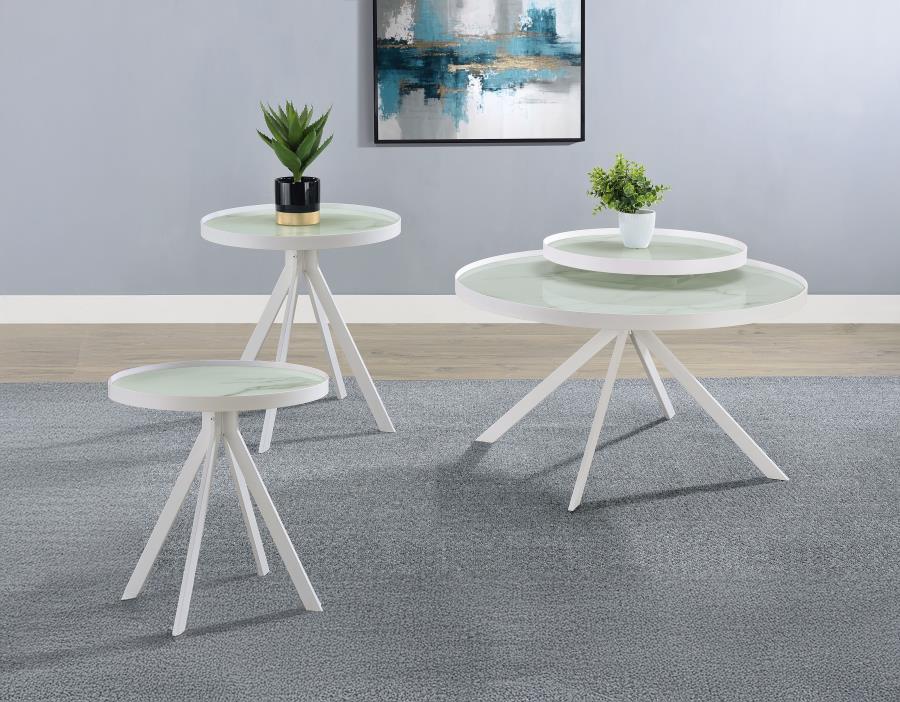 (image for) Briggs 3-piece Round Coffee and End Table Set White