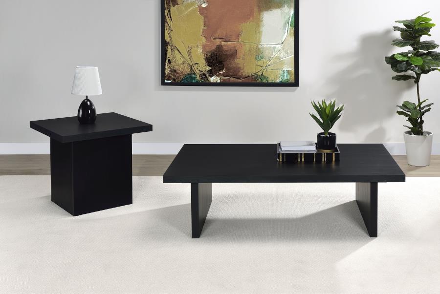 (image for) Max 2-piece Rectangular Coffee and End Table Set Black