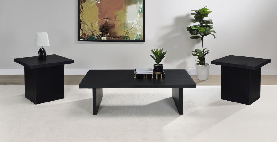 (image for) Max 3-piece Rectangular Coffee and End Table Set Black
