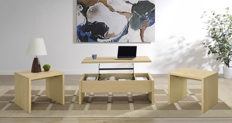(image for) Canoga 3-piece Lift Top Cocktail Coffee Table Set Light Oak