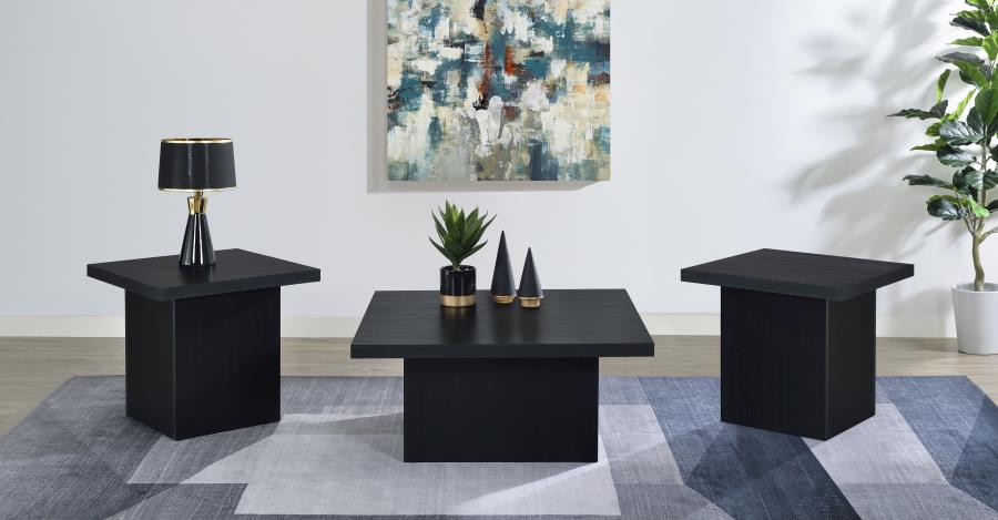 (image for) Devar 3-piece Square Cocktail Coffee End Table Set Black