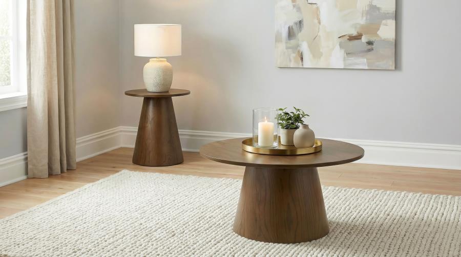 Modal Additional Images for Franklin 36-inch Round Pedestal Coffee Table Dark Brown