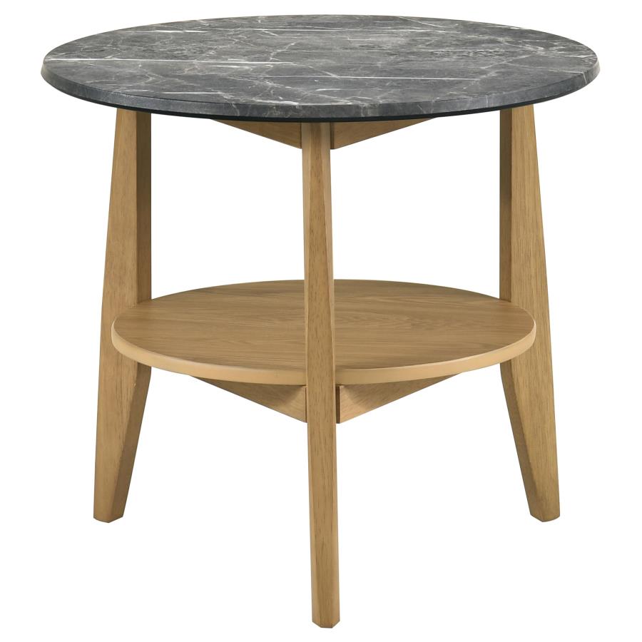 Bradley 2-Piece Round SmartTop Coffee Table Set Grey and Natural