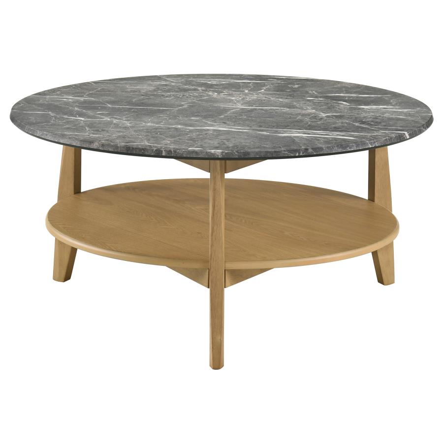 Bradley 2-Piece Round SmartTop Coffee Table Set Grey and Natural