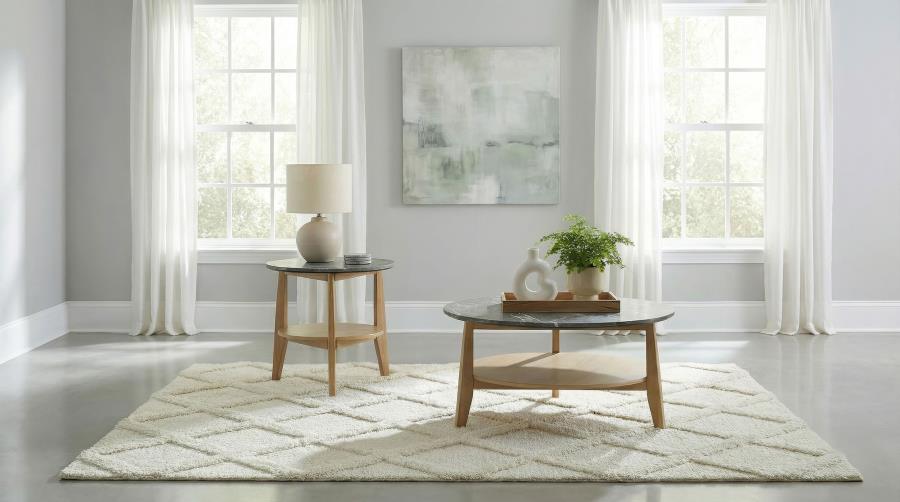 Modal Additional Images for Bradley Round SmartTop Cocktail Coffee Table Grey and Natural