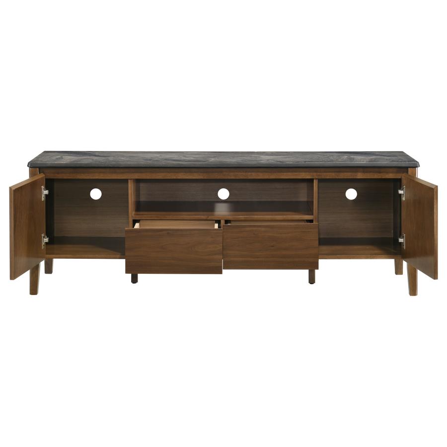 Bradley 63-inch 2-Door SmartTop TV Stand Smokey Grey and Brown