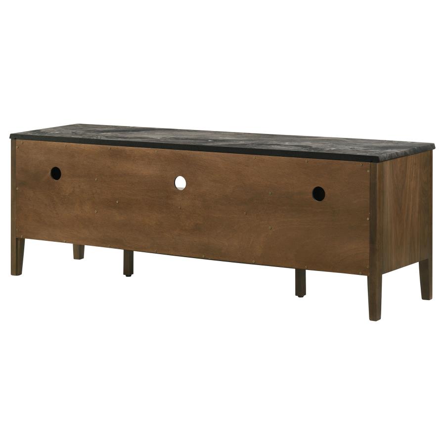 Bradley 63-inch 2-Door SmartTop TV Stand Smokey Grey and Brown