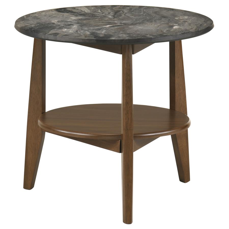 (image for) Bradley Round SmartTop End Side Table Smokey Grey and Dark Brown