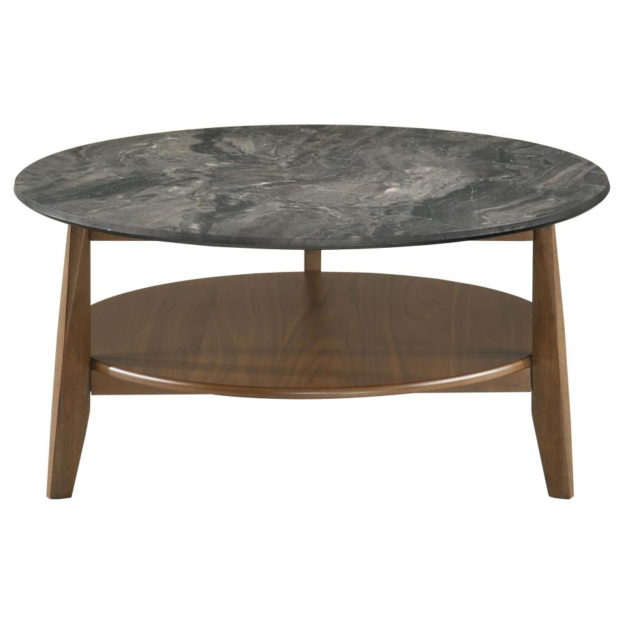 Bradley 3-Piece Round SmartTop Coffee Table Set Smokey Grey and Brown