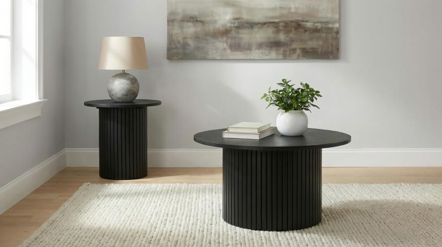 Modal Additional Images for Hamlyn Round Fluted Occasional Side End Table Black