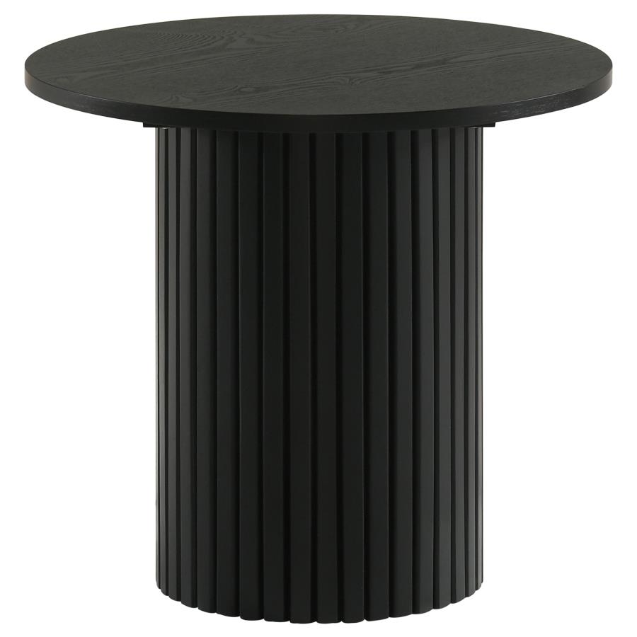 Hamlyn 2-piece Round Fluted Coffee and End Table Set Black