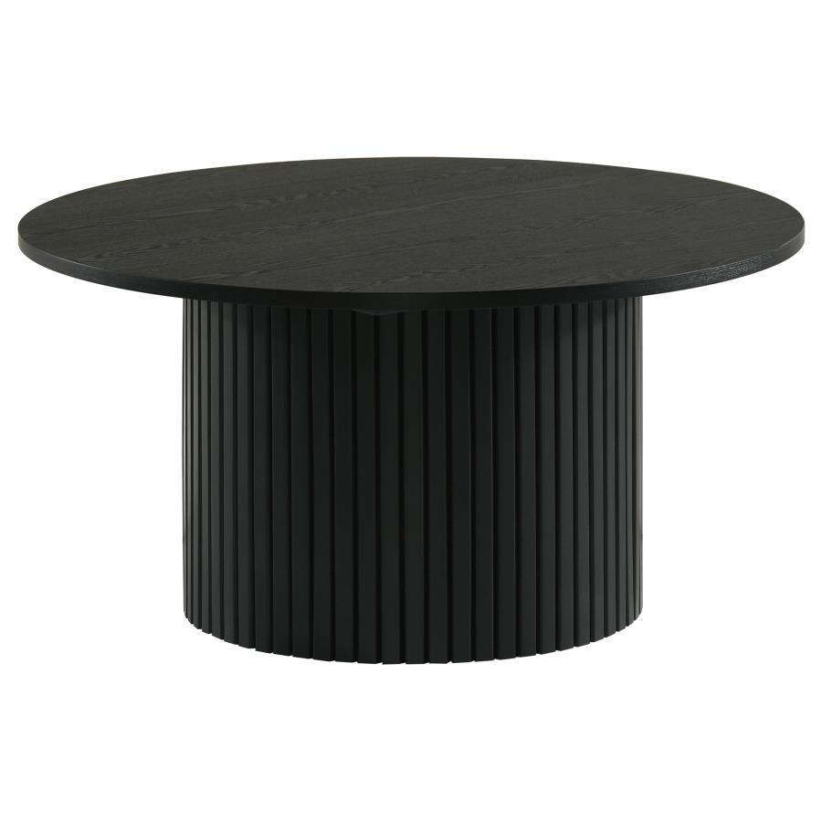 Hamlyn 2-piece Round Fluted Coffee and End Table Set Black