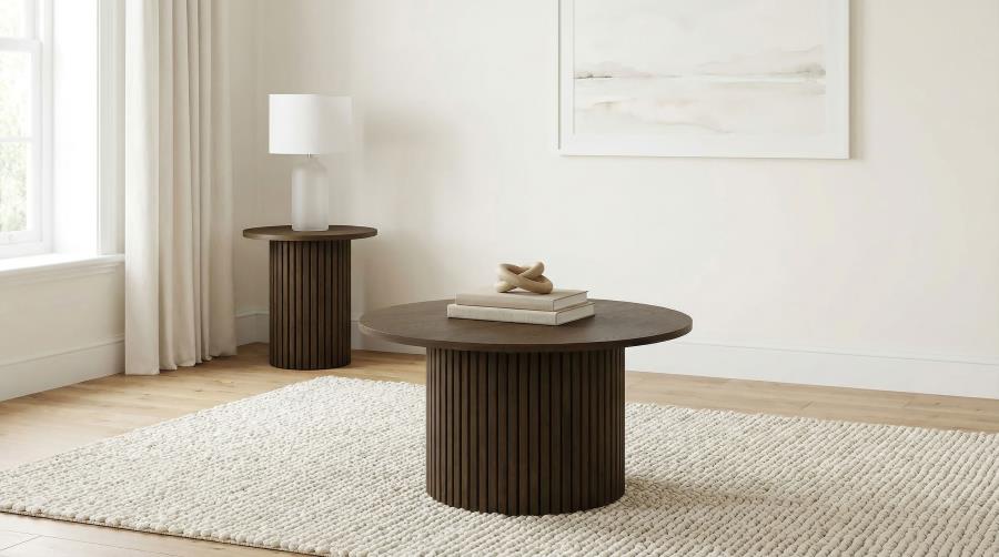Modal Additional Images for Hamlyn Round Fluted Occasional Side End Table Walnut