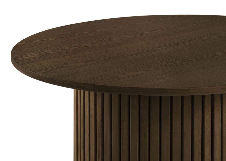 Hamlyn 2-piece Round Fluted Coffee and End Table Set Walnut
