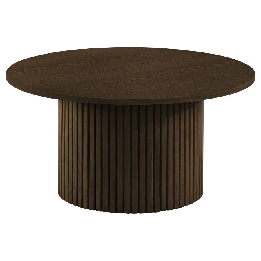(image for) Hamlyn Round Fluted Occasional Cocktail Coffee Table Walnut