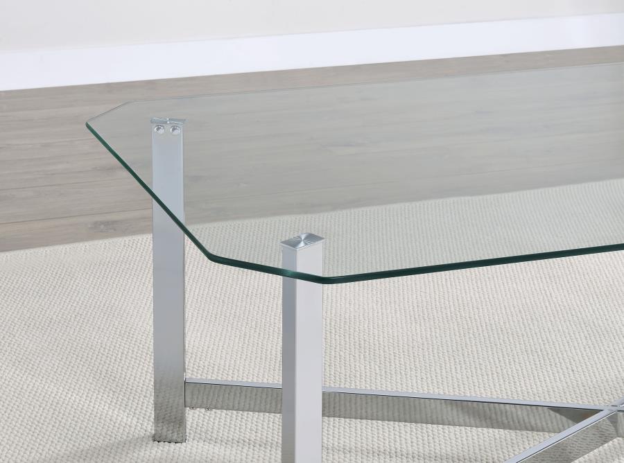 Cronin Square Tempered Glass Top Side End Table Chrome