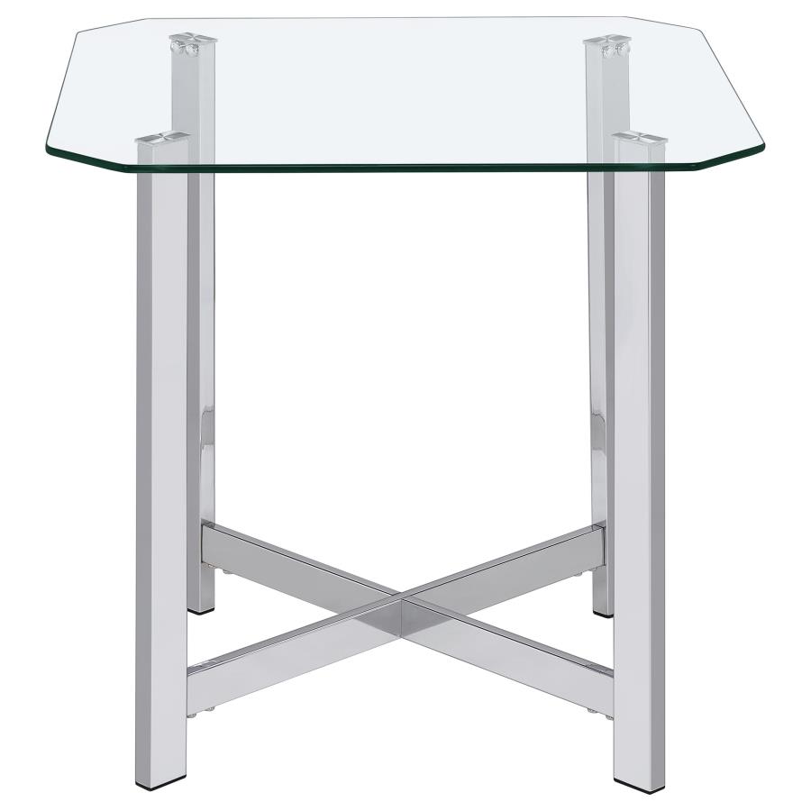 Cronin 3-piece Tempered Glass Top Coffee Table Set Chrome