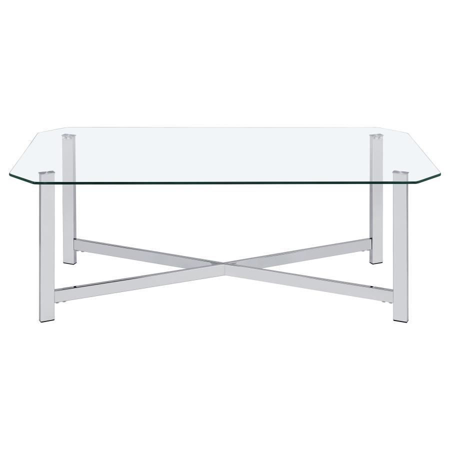 Cronin 3-piece Tempered Glass Top Coffee Table Set Chrome