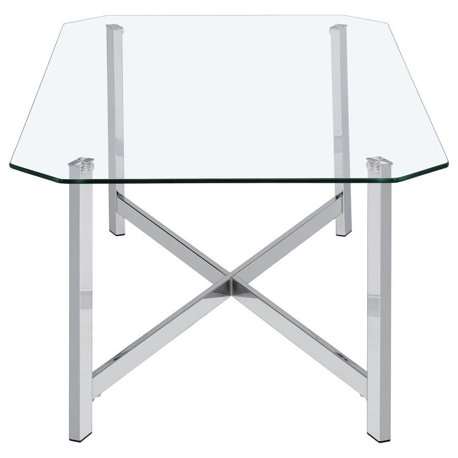 Cronin Rectangular Tempered Glass Top Cocktail Coffee Table Chrome