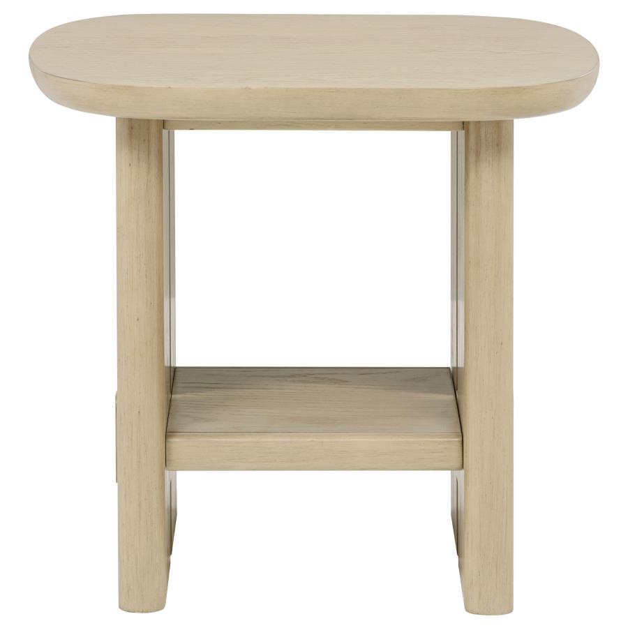 Kailani 2-piece Coastal Coffee and End Table Set Beige Oak
