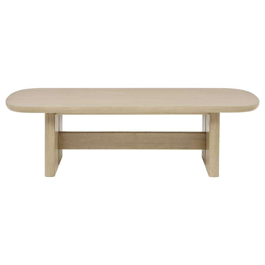 Kailani 2-piece Coastal Coffee and End Table Set Beige Oak