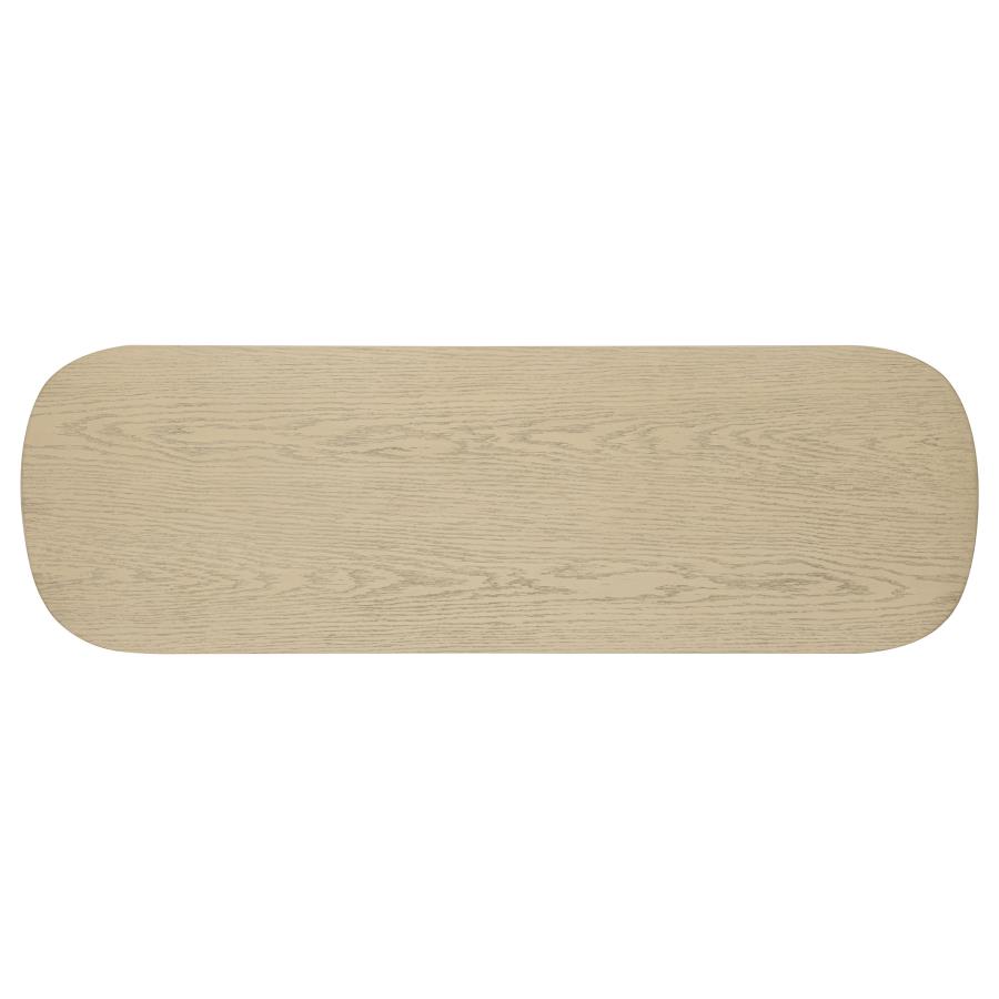 Kailani Coastal Sofa Console Table with Shelf Beige Oak