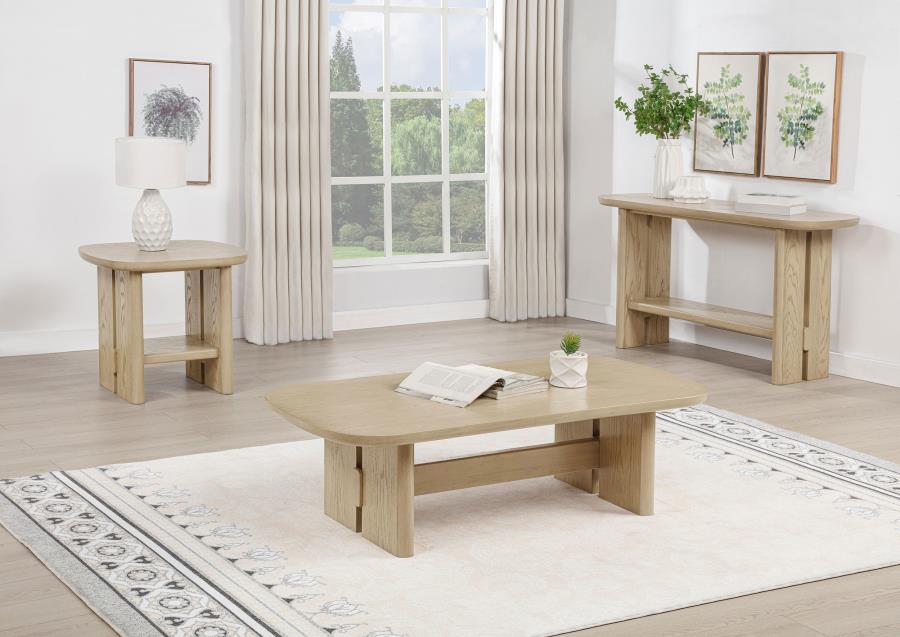 Modal Additional Images for Kailani Coastal Sofa Console Table with Shelf Beige Oak
