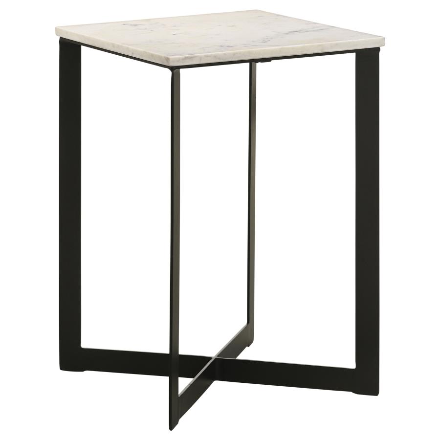 Tobin Square Marble Top End Table White and Black (image for) Tobin Square Marble Top End Table White and Black