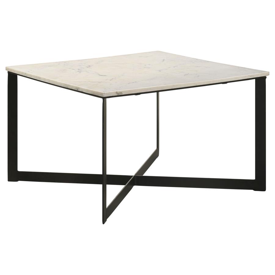 Tobin Square Marble Top Coffee Table White and Black (image for) Tobin Square Marble Top Coffee Table White and Black