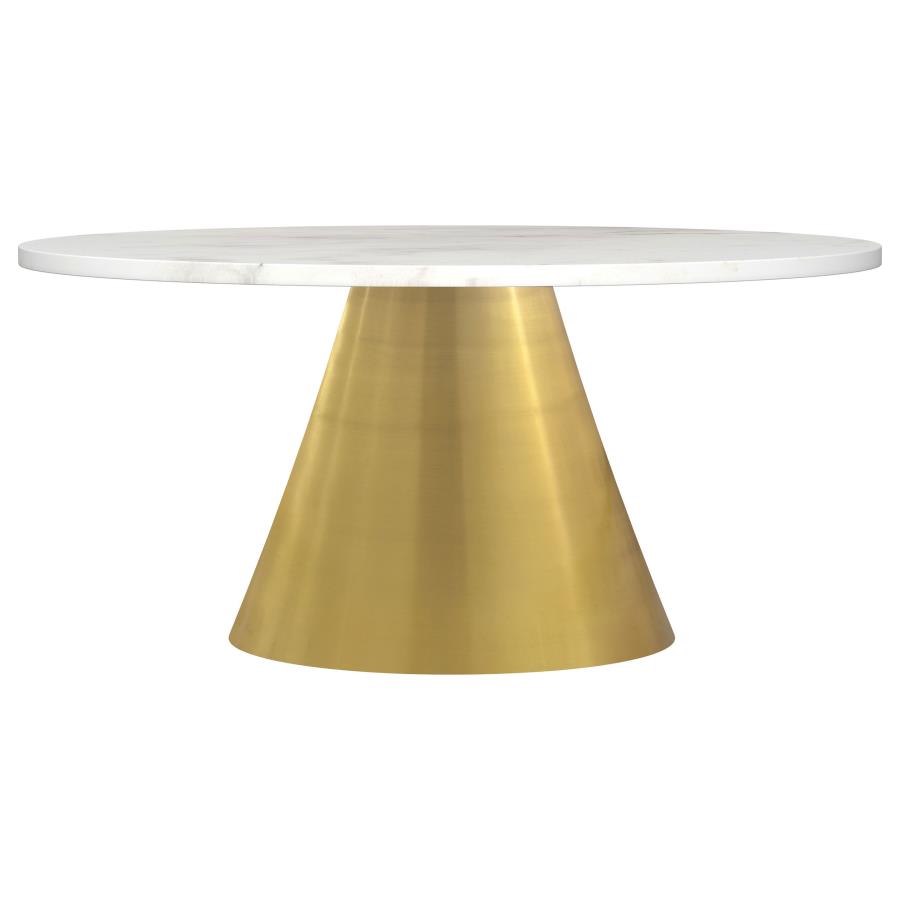 Avon Round Marble Top Stainless Steel Coffee Table White (image for) Avon Round Marble Top Stainless Steel Coffee Table White