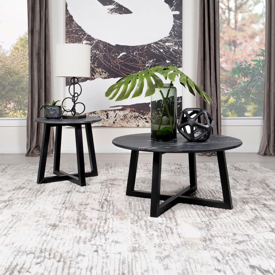 Modal Additional Images for Skylark Round Marble-like SmartTop Side End Table Black