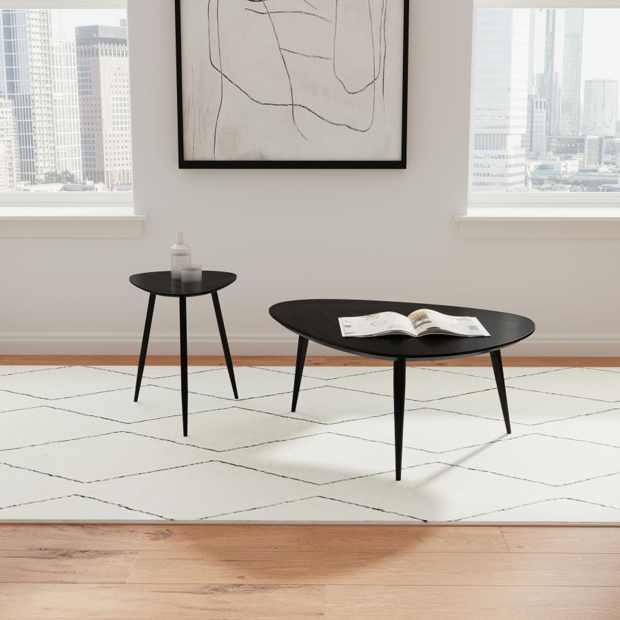 (image for) Odessa 2-piece Triangular Coffee and End Table Set Black