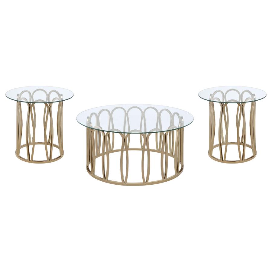 Monett 3-piece Coffee and End Table Set Chocolate Chrome