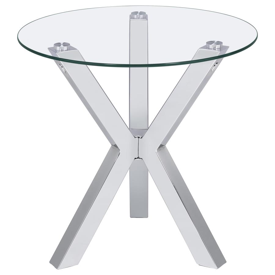 Kenzie 2-piece Round Coffee and End Table Set Chrome