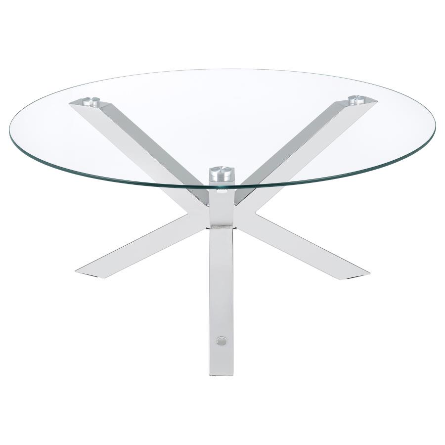 Kenzie 2-piece Round Coffee and End Table Set Chrome