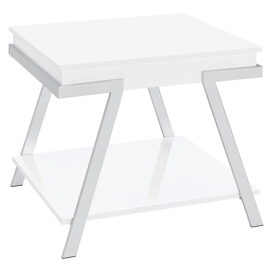 Marcia Rectangular Side End Table White High Gloss (image for) Marcia Rectangular Side End Table White High Gloss