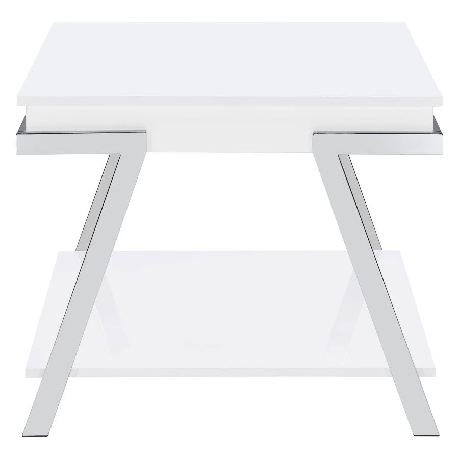 Marcia Rectangular Side End Table White High Gloss