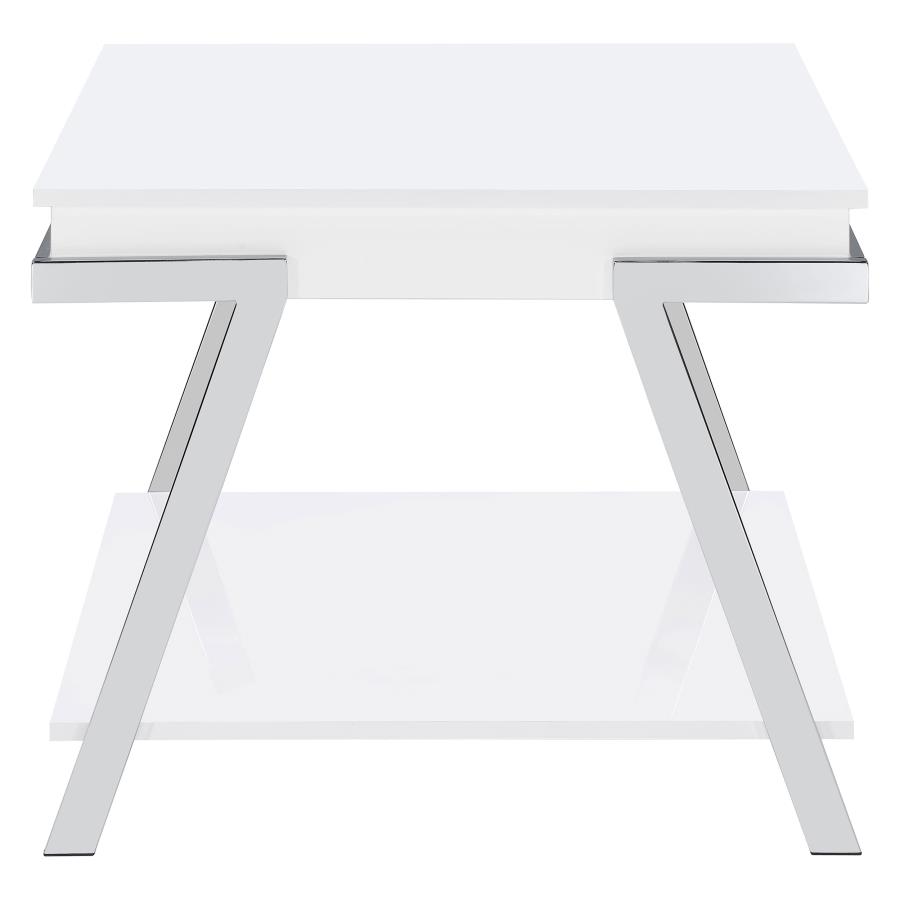 Marcia Rectangular Side End Table White High Gloss