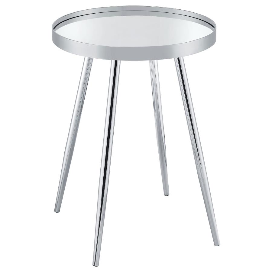 Kaelyn Round Mirror Top End Table Chrome (image for) Kaelyn Round Mirror Top End Table Chrome