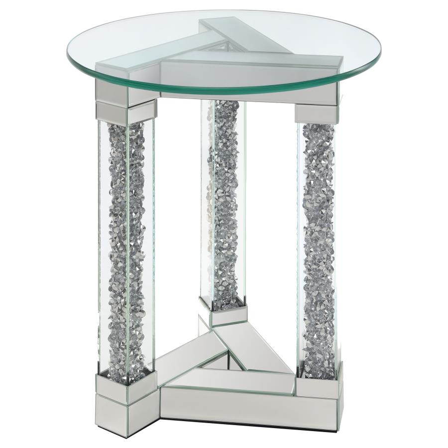 Octave Square Glass Top Mirrored Acrylic End Table Silver (image for) Octave Square Glass Top Mirrored Acrylic End Table Silver