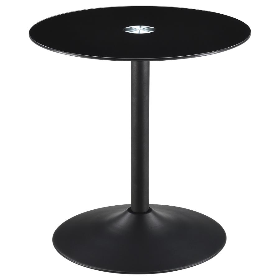 Ganso Round Metal End Table With Tempered Glass Top Black (image for) Ganso Round Metal End Table With Tempered Glass Top Black
