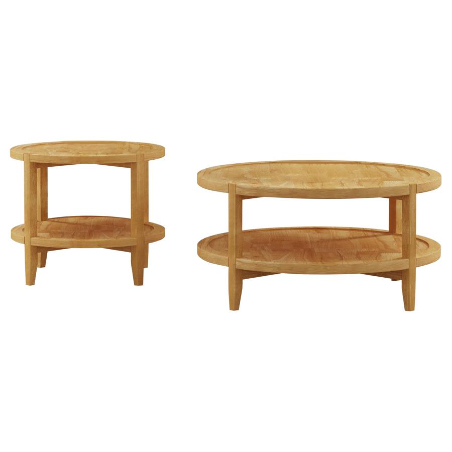 Camillo 2-piece Round Coffee and End Table Set Maple 
