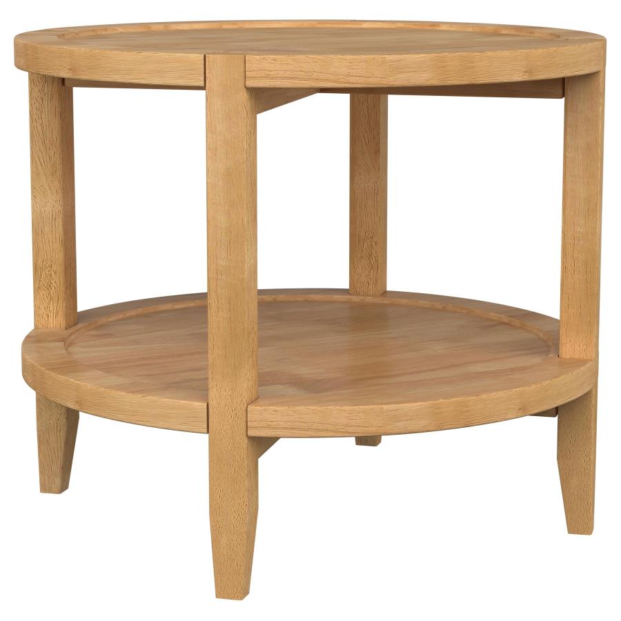 Camillo 2-piece Round Coffee and End Table Set Maple 