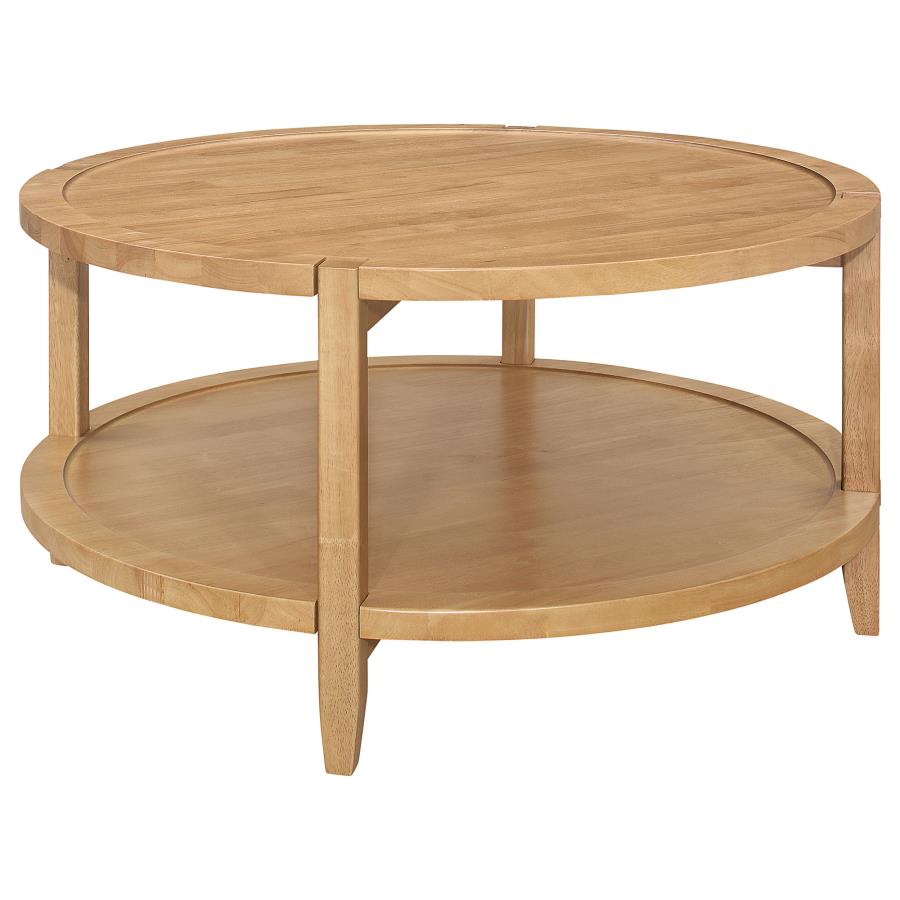 Camillo 2-piece Round Coffee and End Table Set Maple 