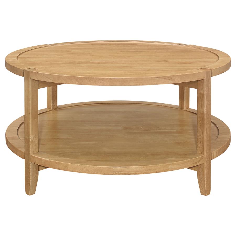 Camillo 2-piece Round Coffee and End Table Set Maple 