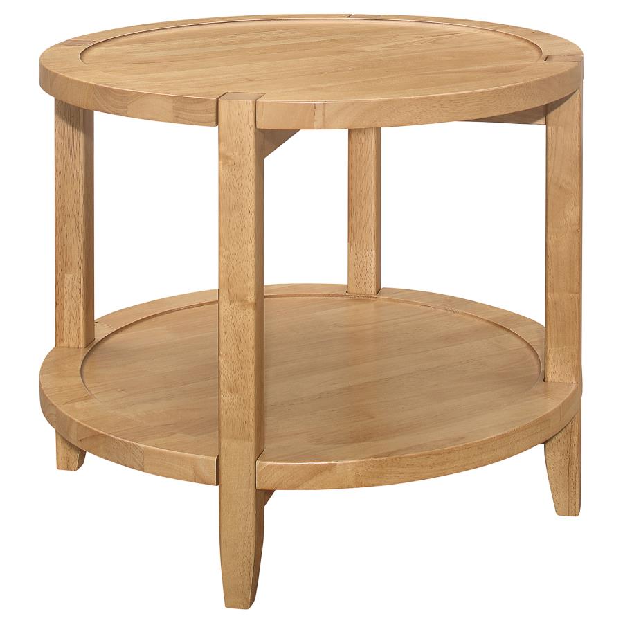 Camillo 3-piece Round Coffee and End Table Set Maple 