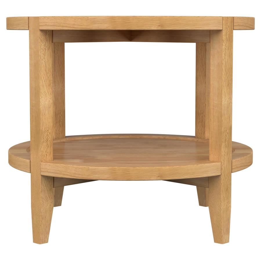 Camillo 3-piece Round Coffee and End Table Set Maple 